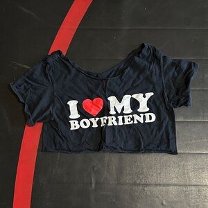 Black 'I Love My Boyfriend' Crop Top